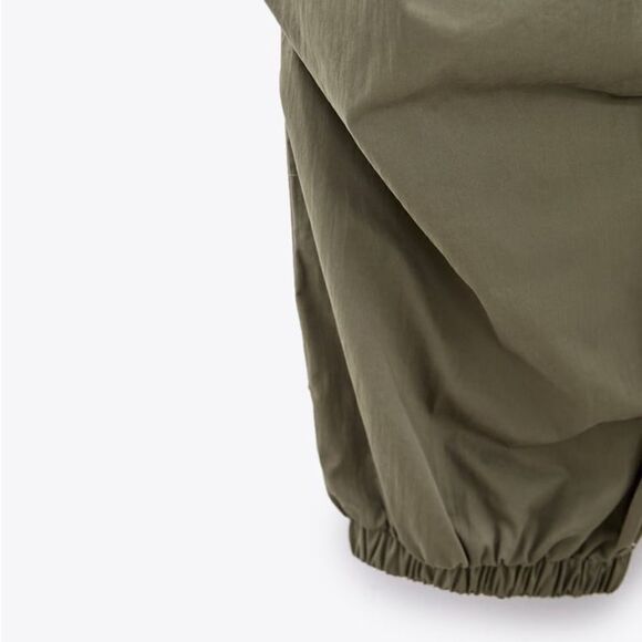 Zara Dark Khaki Parachute Pants New - Picture 7 of 7